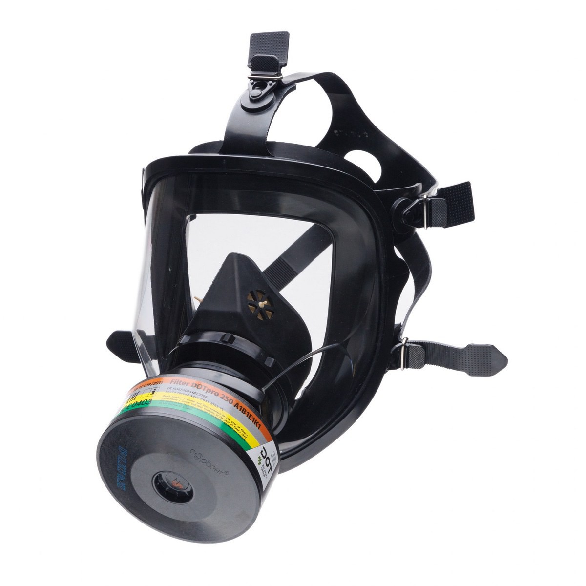 Противогаз фильтрующий ДОТпро 250 марки A1В1Е1К1 категории 2 по маске панорамной МАГ